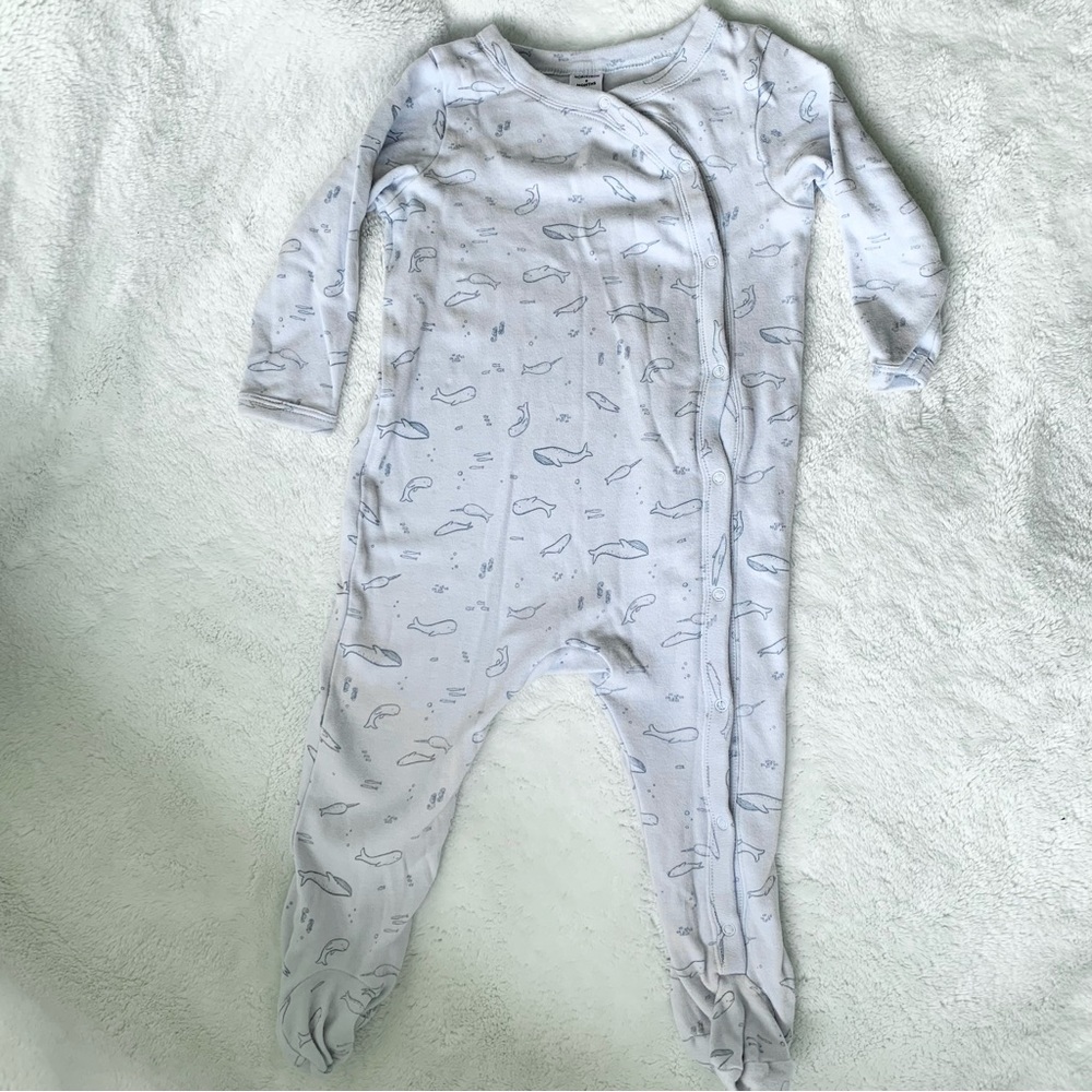 Nordstrom Footed Onesie in Ocean Print, size 9M